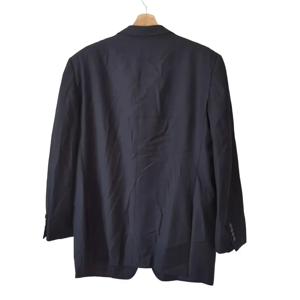 Ermenegildo Zegna Blazer Jacket Mens 52R US42 Roma 100% Wool Navy Blue Suit Coat